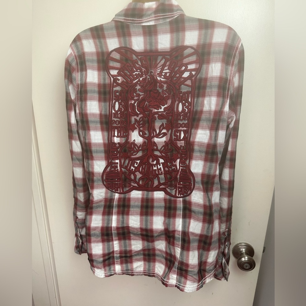 Guess Red Plaid Y2K SemiVintage Embroidered The Rush Concert May3rd 2008 Shirt S